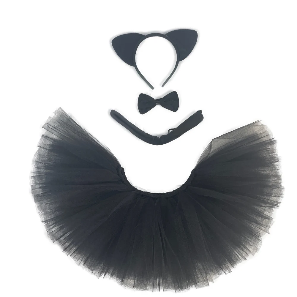

Baby Girls Black Cat Tail Skirts Outfit Kids Tulle Tutus Ballet Pettiskirts Underskirts Children Party Costume Halloween Skirt