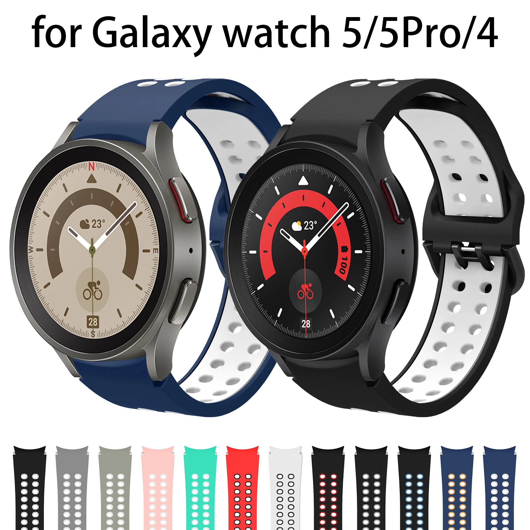 

Ремешок силиконовый для Samsung Galaxy Watch 4/5 44 мм 40 мм/Galaxy 4 classic 46 мм 42 мм, спортивный браслет для часов 5 pro 45 мм, аксессуары