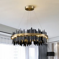 modern creative circle led chandelier with remote control hanging lamp for living room lobby hotel light fixtures lights