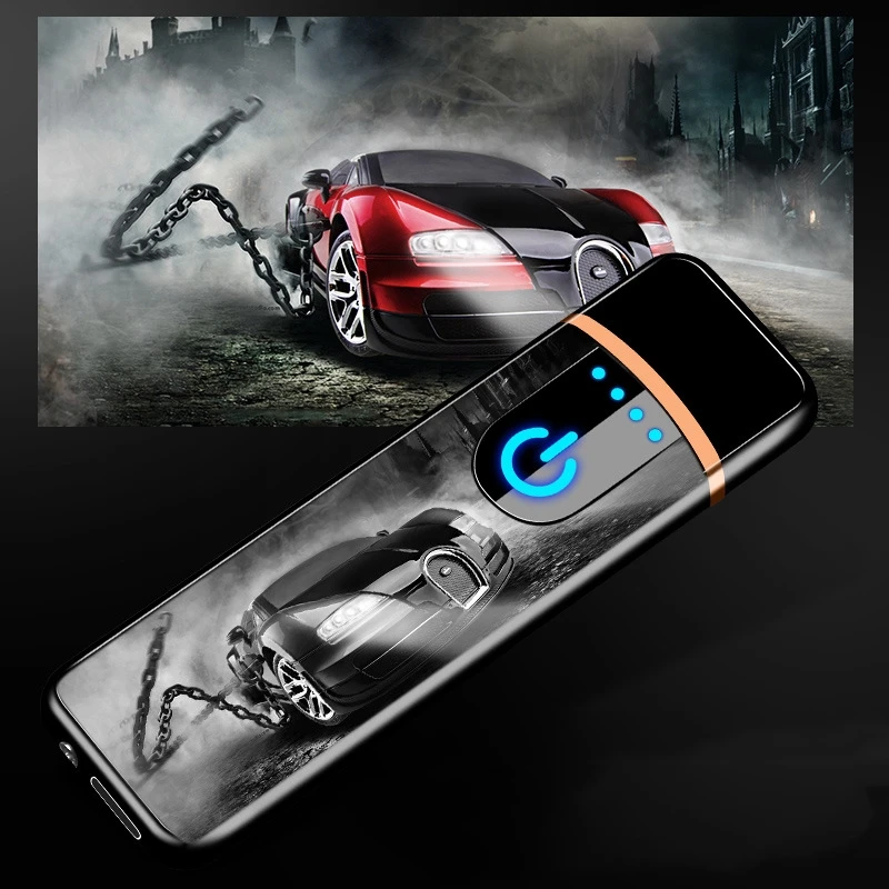 

2023 Electric Portable USB Charging Outdoor Windproof Tungsten Wire Coil Touch Windproof Lighter Candle Igniter Men's Gifts