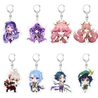 anime genshin impact key chains acrylic figure%c2%a0yae miko%c2%a0raiden shogun keyring cute bag car keychain pendant decoration fans gift