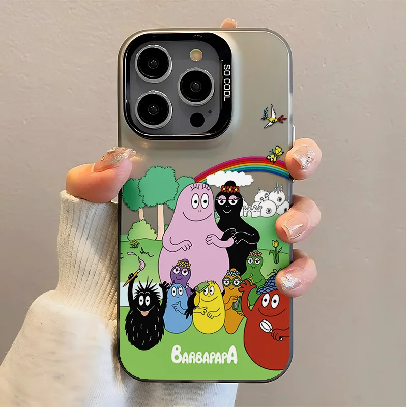 Фото Матовый противоударный чехол для телефона с мультяшным дизайном B-BarbapapaS для iPhone 17, 17e, 16e, 16, 15, 14, 13, 12, 11 mini, Pro, Max, X, XR, XSMAX, 8, 7, Air, Plus №2