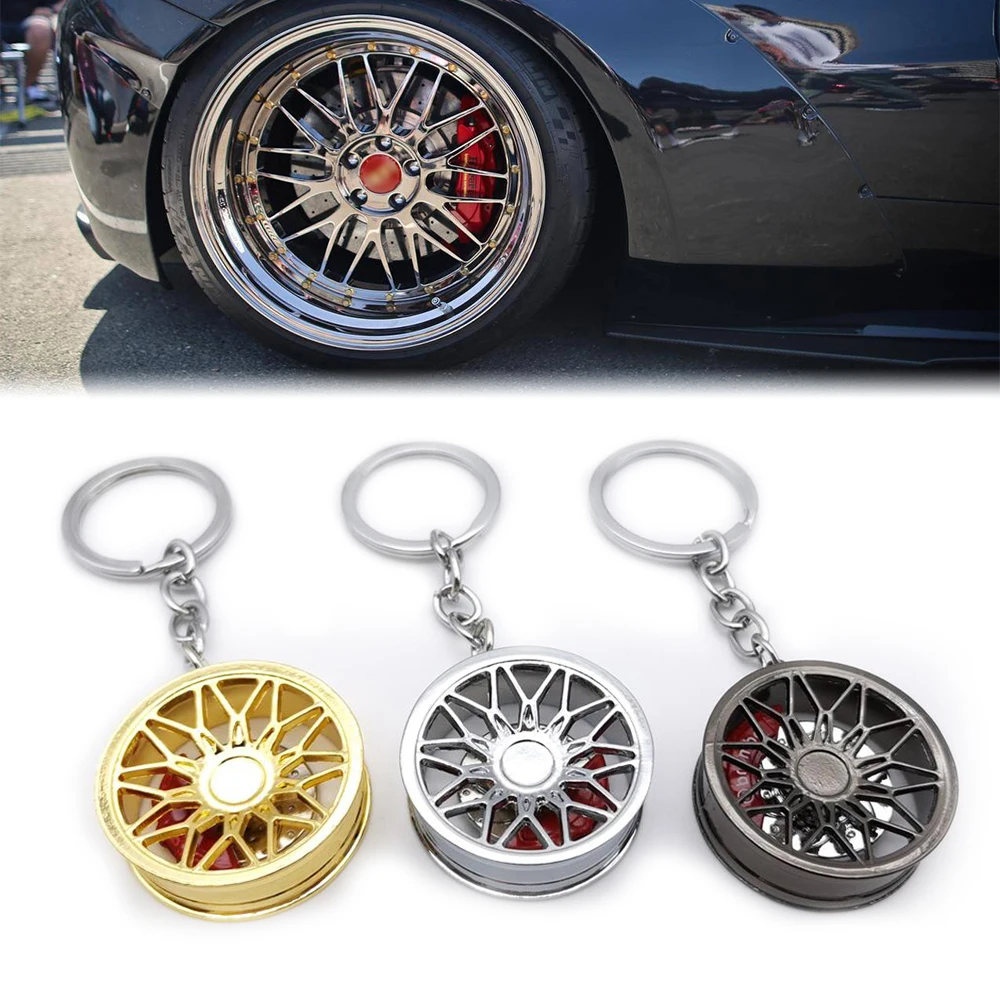 

Key Chain 3D 2022 Hot Sell Wheel Rim Keychain Mental Alloy Car Key Ring wheel hub Key Ring Car sales gifts With Brake Disc