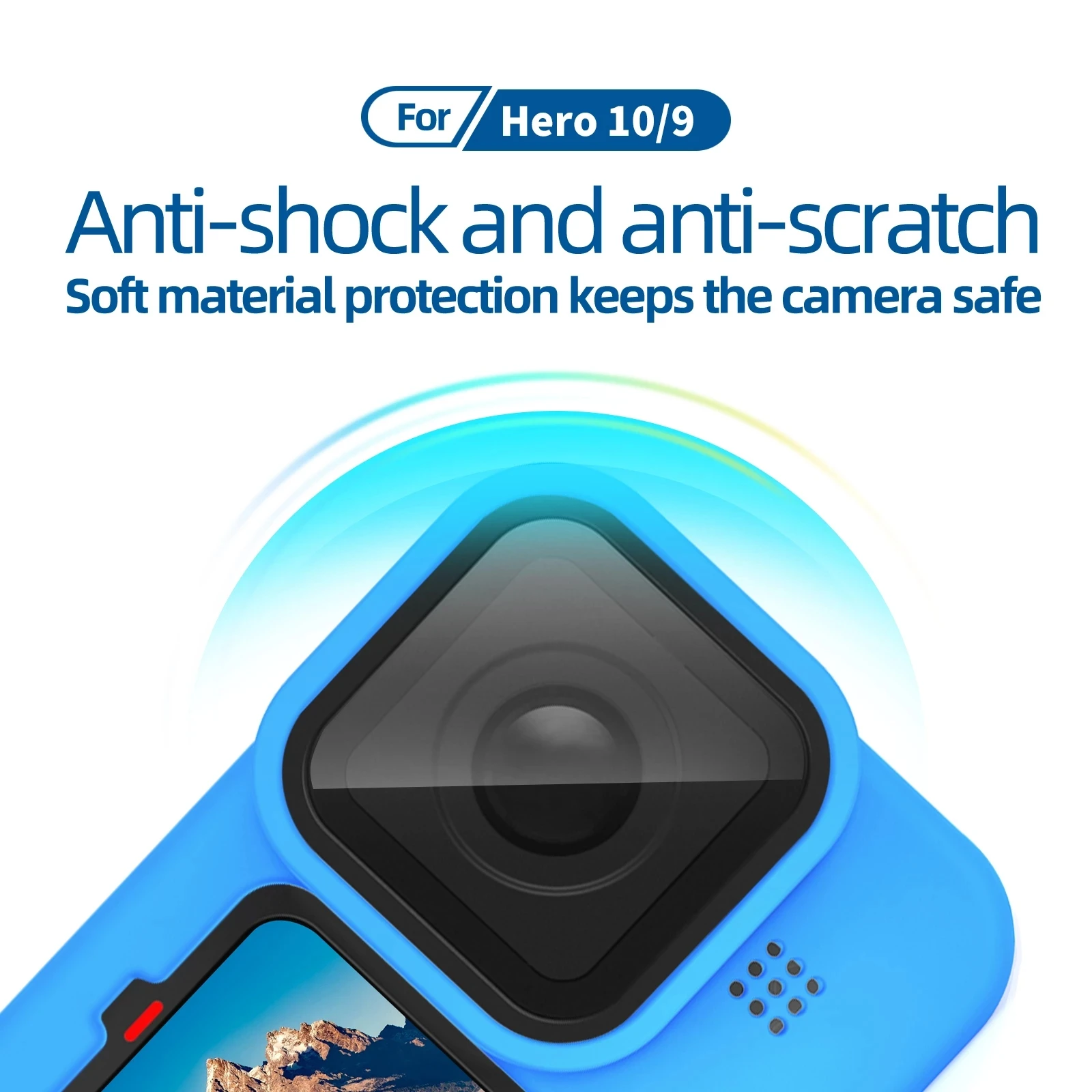 Мягкий силиконовый чехол TELESIN для GoPro 9 10 крышка объектива синий черный