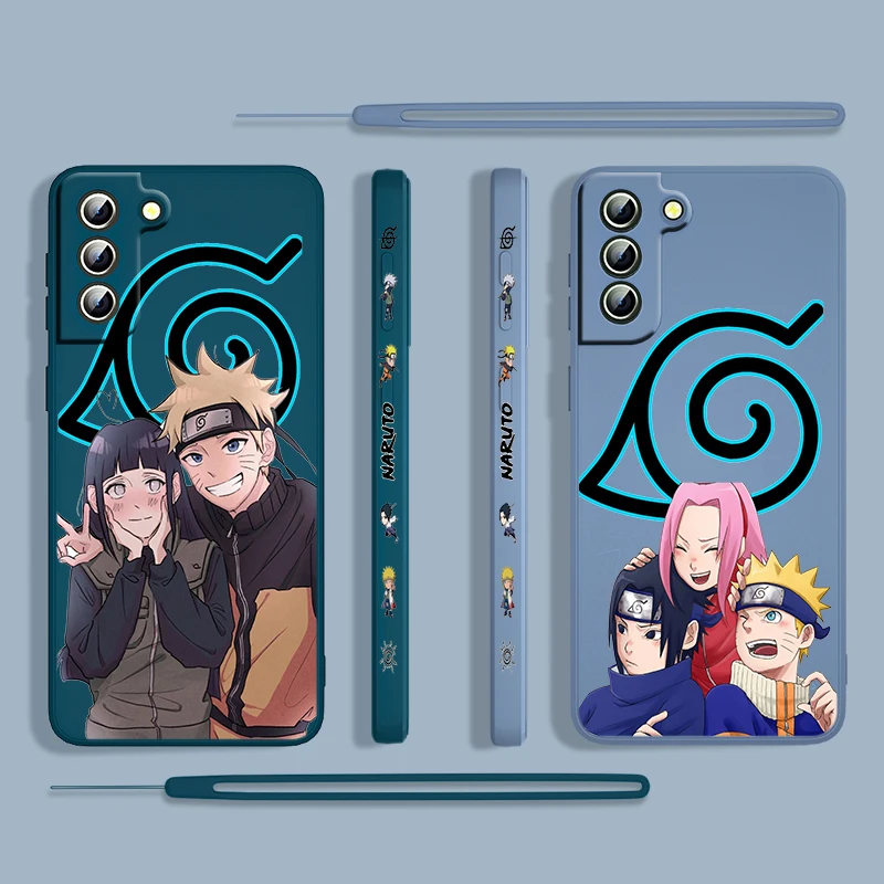 

Cute Anime NARUTO Boy For Samsung Galaxy S22 S21 S20 S10 Note 20 10 Ultra Plus Pro FE Lite Liquid Left Rope Phone Case Fundas