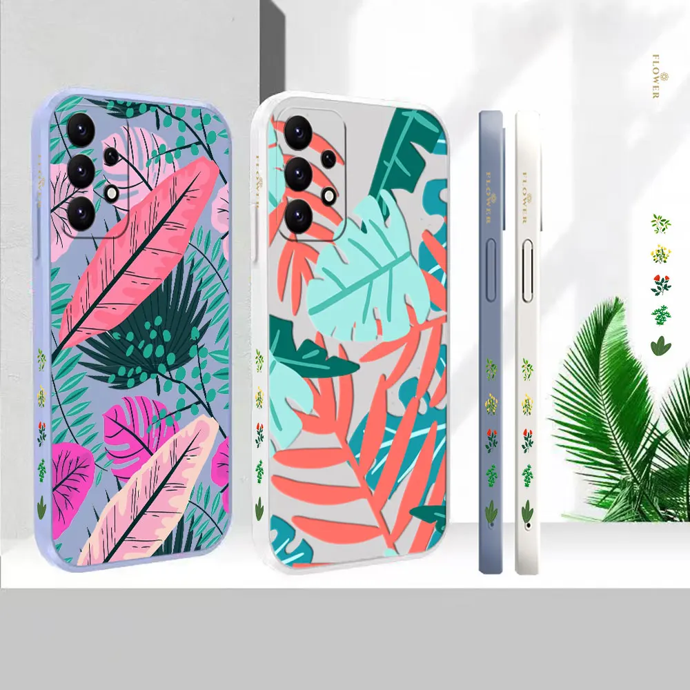 

Liquid For Samsung A91 A73 A72 A71 A53 A52 A51 A42 A33 A32 A31 A23 A22 A21S A13 A12 Cover Abstract Art Plants Leaf Case Funda