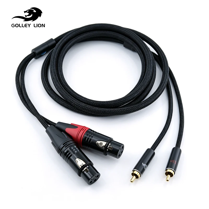 Фото Кабель с двумя разъемами XLR (женские) на два RCA (мужские), из луженой меди, 2-XLR (женские) на 2 RCA/телефонный штекер (мужской), стерео аудио соединительный провод №1