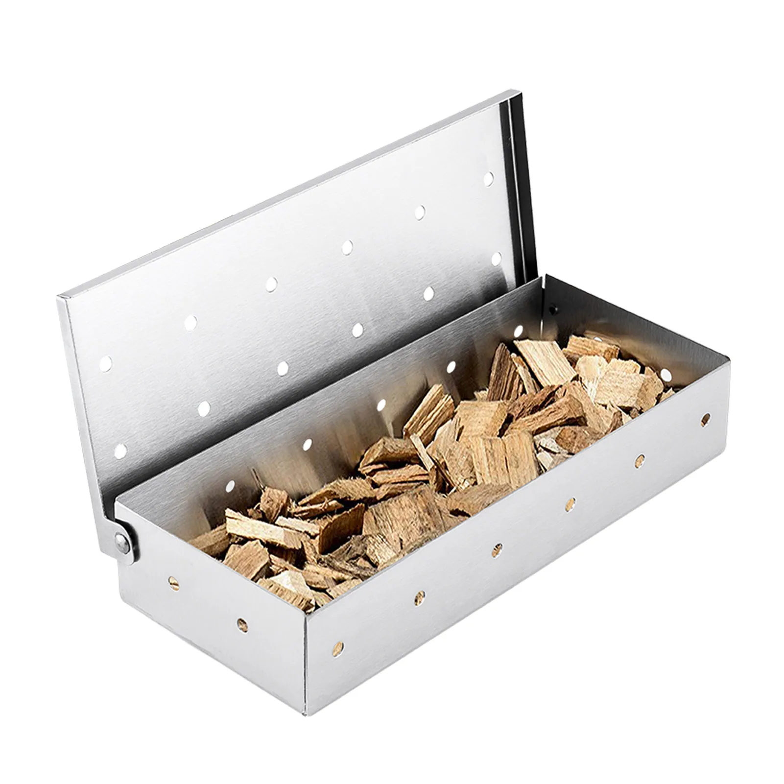 

Stainless Steel Smoker Box Barbecue Meat Smoker For Charcoal And Grills With Hinged Lid For Easy Access Easy To Clean Grill