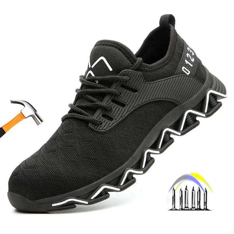 

Fashion Work Safety Shoes Men Anti-smashing Shoes Work Protection Shoes Working Sneakers with Iron Toe Construction Site Shoes
