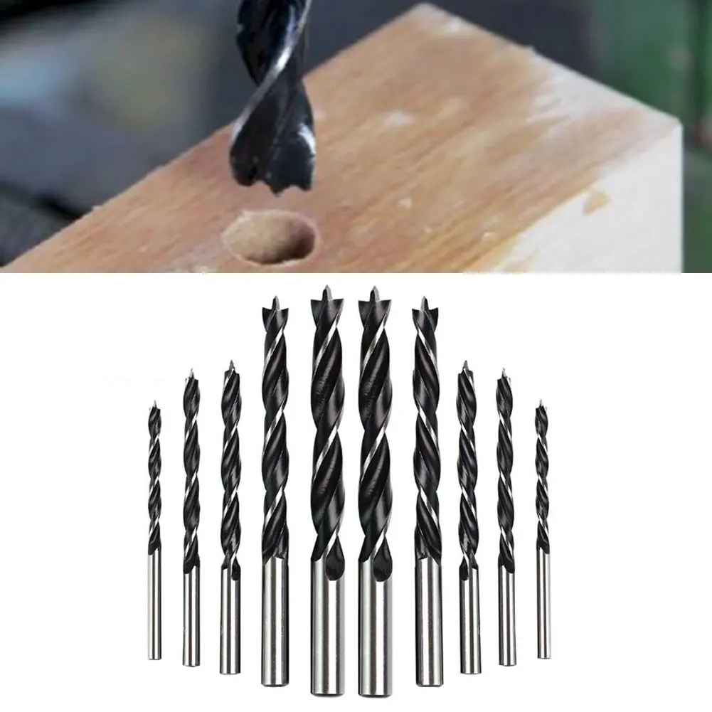 

10Pcs Wood Spiral Electric Drill Bit 3-12mm For Woodworking High Carbon Steel Spare Power Tool Parts Replacement