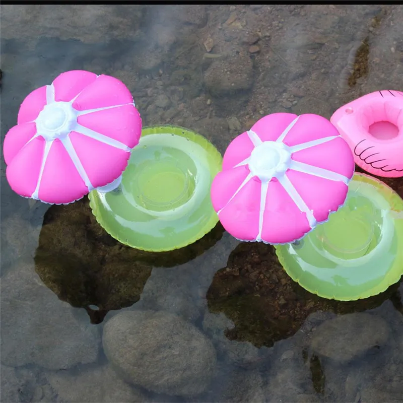 

1 Pcs Cute Pvc Inflatable Coaster Red And Blue Small Umbrella Inflatable Cup Holder Children's Bathing And Water Play Toys