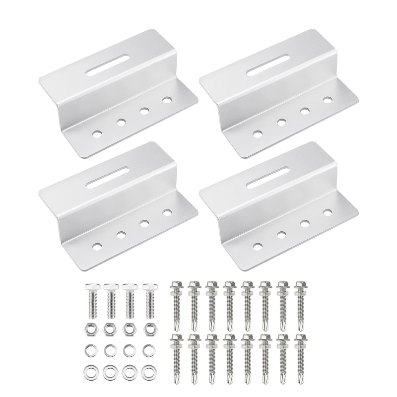 

4 Pcs Aluminium Alloy Z Shape Brackets Solar Panel Mounting Brackets Set