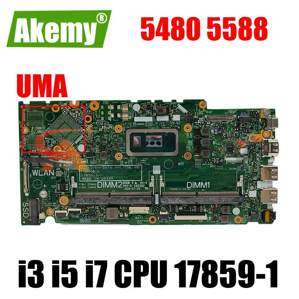 Материнская плата для ноутбука dell Inspiron 14 17859 5480 15 5488 5580 системная с процессором i3 i5