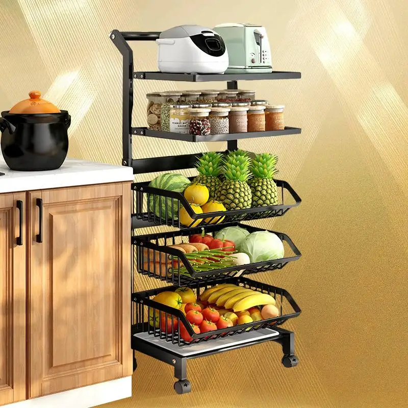 

Новая кухонная стойка для хранения для дома с несколькими уровнями для кухни, передвижная и организованная корзина для овощей и фруктов