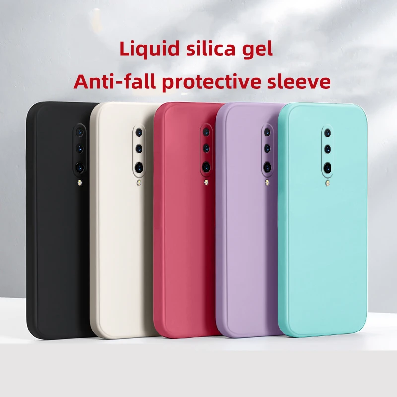 

OnePlus 7 Pro mobile phone case liquid silicone For OnePlus 7 7T Solid color anti-fall protective cover