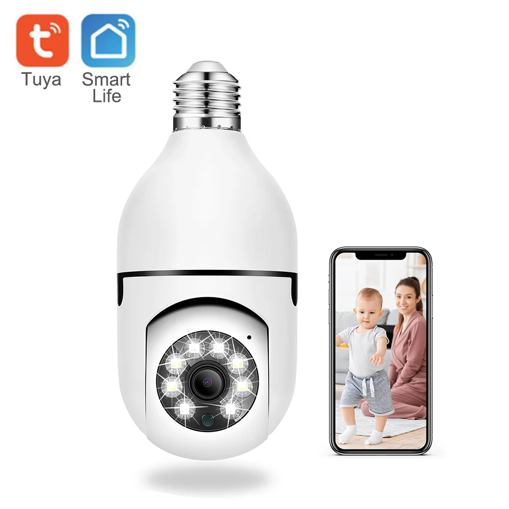 

5MP Tuya E27 Bulb Surveillance Camera Wifi Night Vision Full Color Auto Human Track 4x Zoom Video Indoor Security Monito
