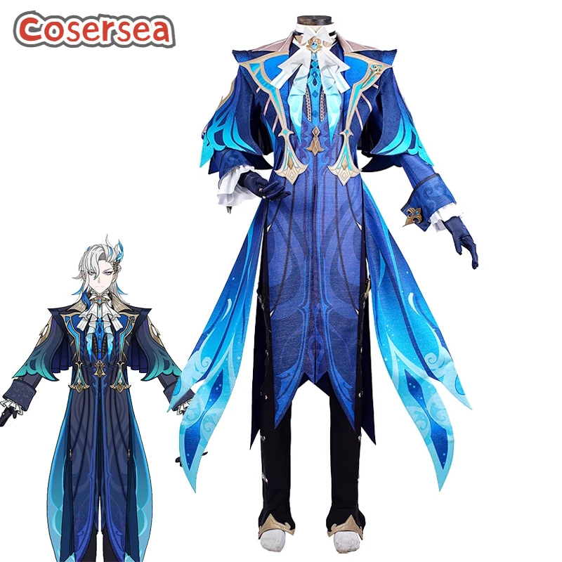 

Cosersea Fontaine Neuvillett Cosplay Costume Game Genshin Impact Fontaine Neuvillett Ordainer of Inexorable Judgment Men Outfit