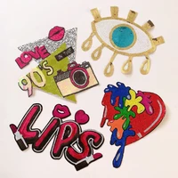 wholesale patches badges letters embroidered eyes embroidery patches sewing supplies clothing accessories ironing patches