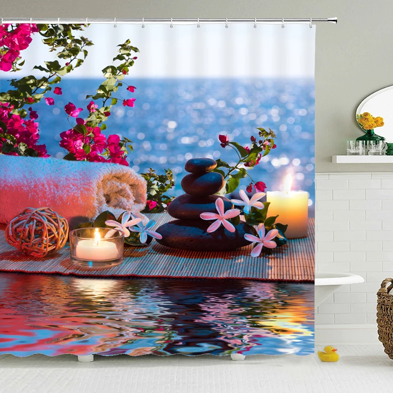 Китайская душевая занавеска Будды s водонепроницаемая ткань из полиэстера