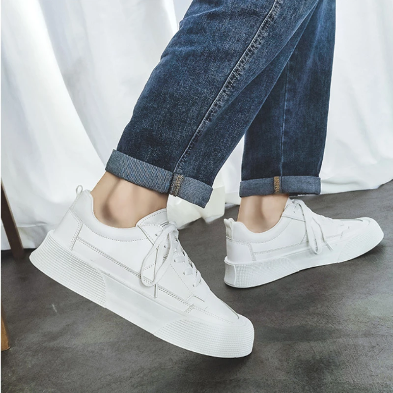 

Мужские кроссовки на платформе, Вулканизированная подошва, Низкий вырез, повседневная обувь из искусственной кожи, в стиле ретро, весна