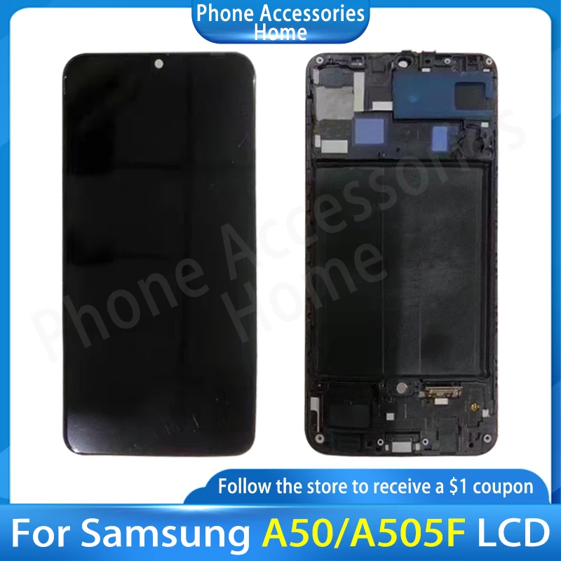 

OLED For Samsung galaxy A50 A505F/DS A505F A505FD Display with frame Touch Screen Digitizer Assembly For Samsung A50 lcd