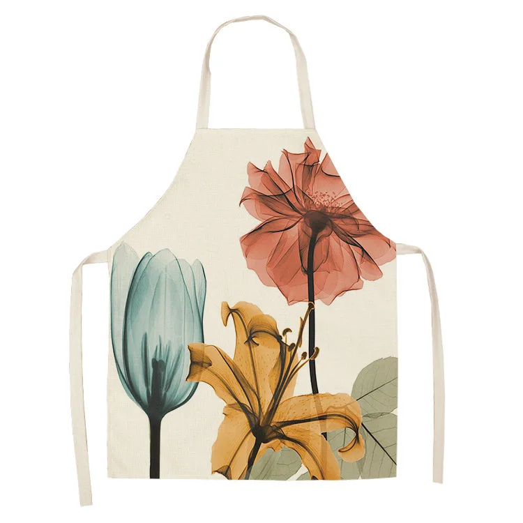 

1Pcs Flower Lotus Pattern Women Lady Apron for Home Kitchen Restaurant Cooking Bib Aprons Catering Anti-Fouling 38x47cm