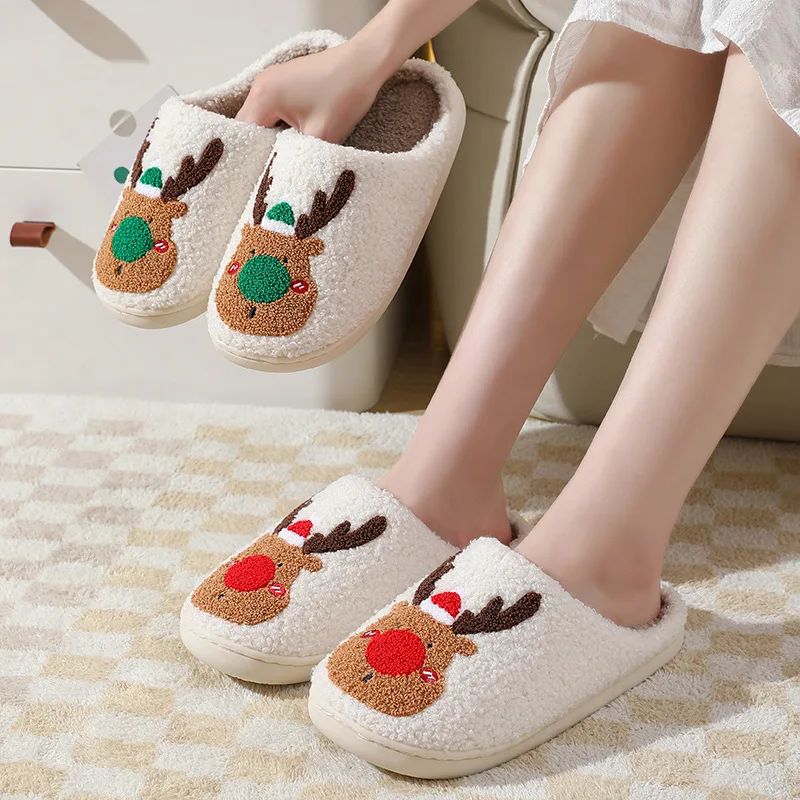 New Winter Warm Cotton Slippers Non-slip Breathable Wear-resistant Cotton Shoes Indoor Home Comfortable Plush Couples Slippers