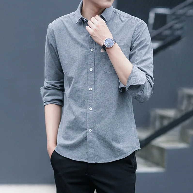 

2022 Fall Workwear Shirts Long Sleeves Slim Fit Wearable Tops Men's Shirts Outerwear Fashion High Quality Shirts for Men