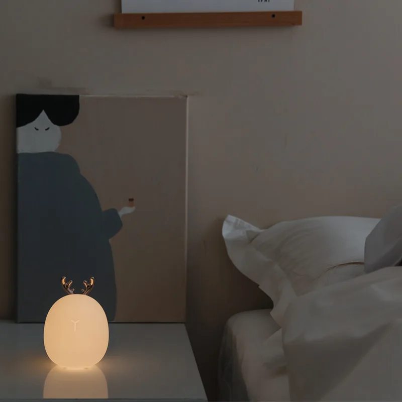 

Светильник в виде оленя и кролика, мягкий силиконовый светильник с регулируемой яркостью, USB-зарядка для детей, Детский подарок, прикроватная Ночная лампа для спальни