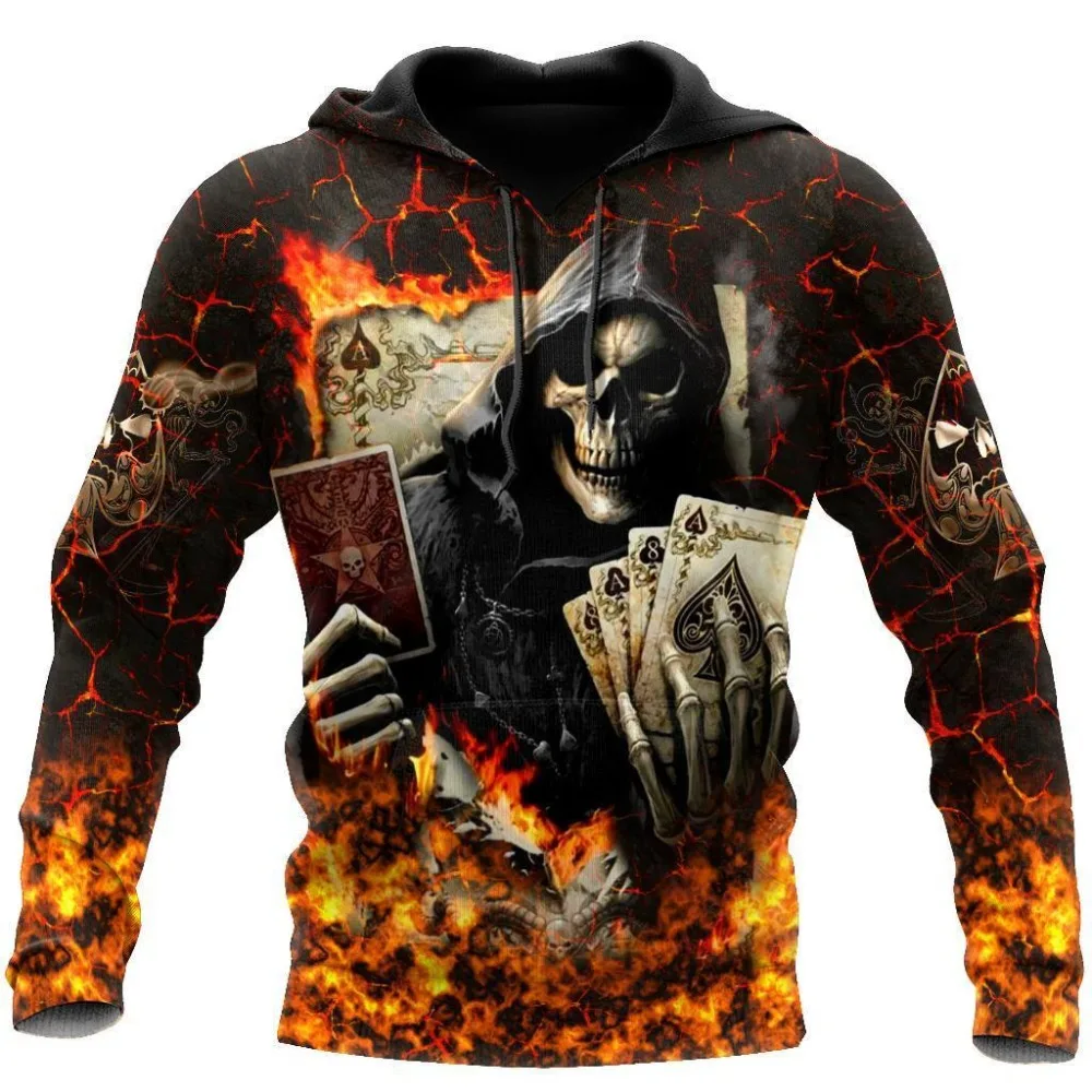 

Poker Skulls On The Red Fire 3D Printed Hoodie Men Sweatshirt Unisex Streetwear Zip Pullover Casual Jacket Tracksuits