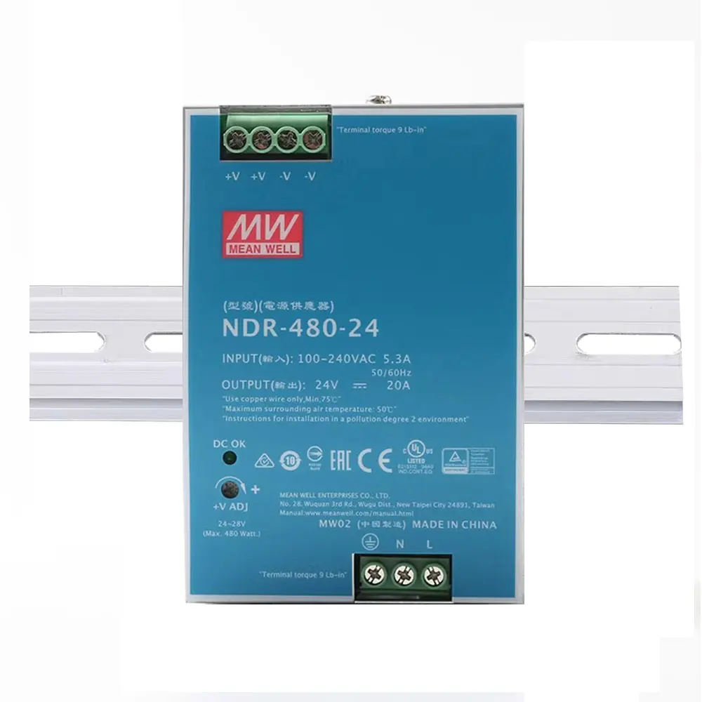 

480W Industrial DIN Rail Power Supply, Din-rail mount PowerAdapter 24V 48V Output Optional