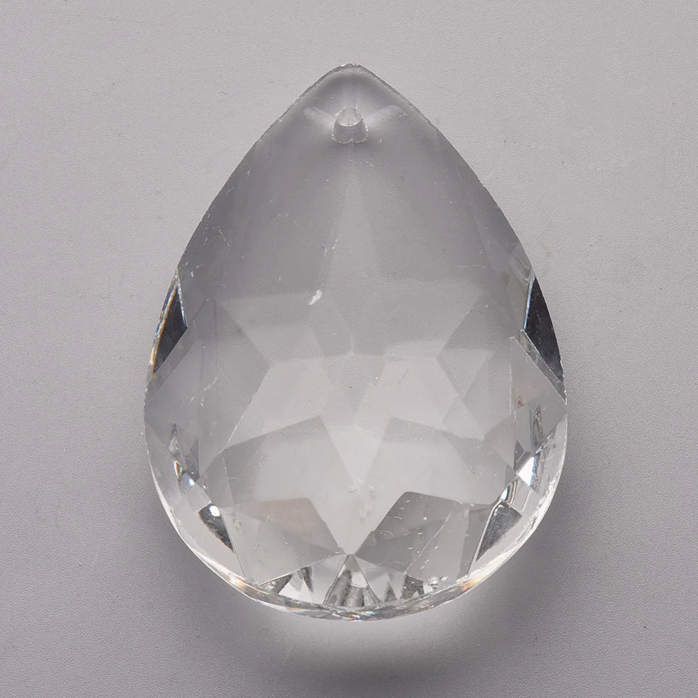 

5pc Transparent Glass Big Pendants Faceted Teardrop Clear 60.5x40.5x18.5mm Hole: 1.8mm