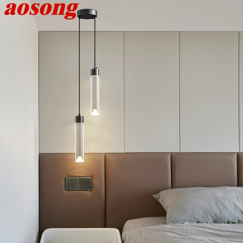 

AOSONG Contemporary Brass LED Pendant Lamp 3 Colors Creative Decorative Hanging Light For Home Bed Room