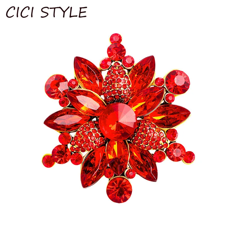 

Fashion Crystal Brooches for Women Zinc Alloy Rhinestone Flower Brooch Pin Coat Suit Clothing Accessories Jewelry Gift Wholesale