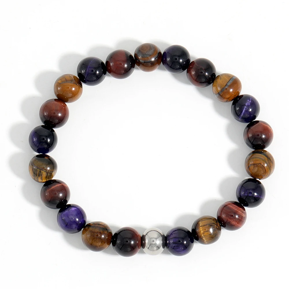 OAIITE 8 мм натуральный желтый фиолетовый красный три цвета тигровый глаз чакра