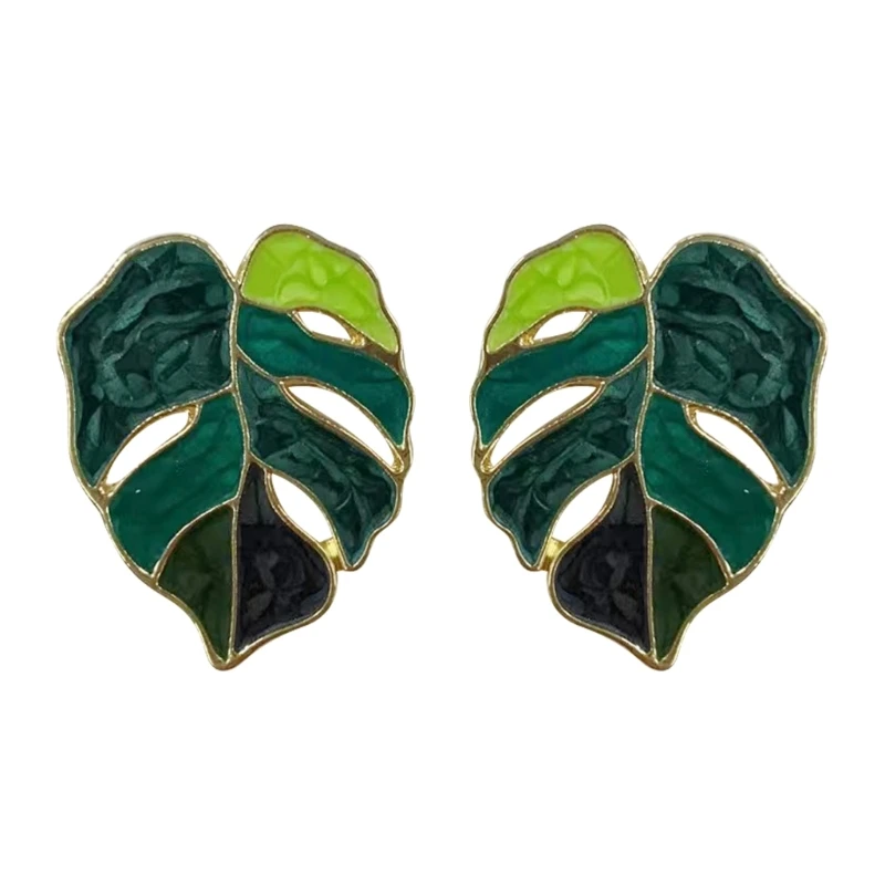 

for Creative Green Plant Earrings Fashion Enamel Flower Leaves Earrings for Wome