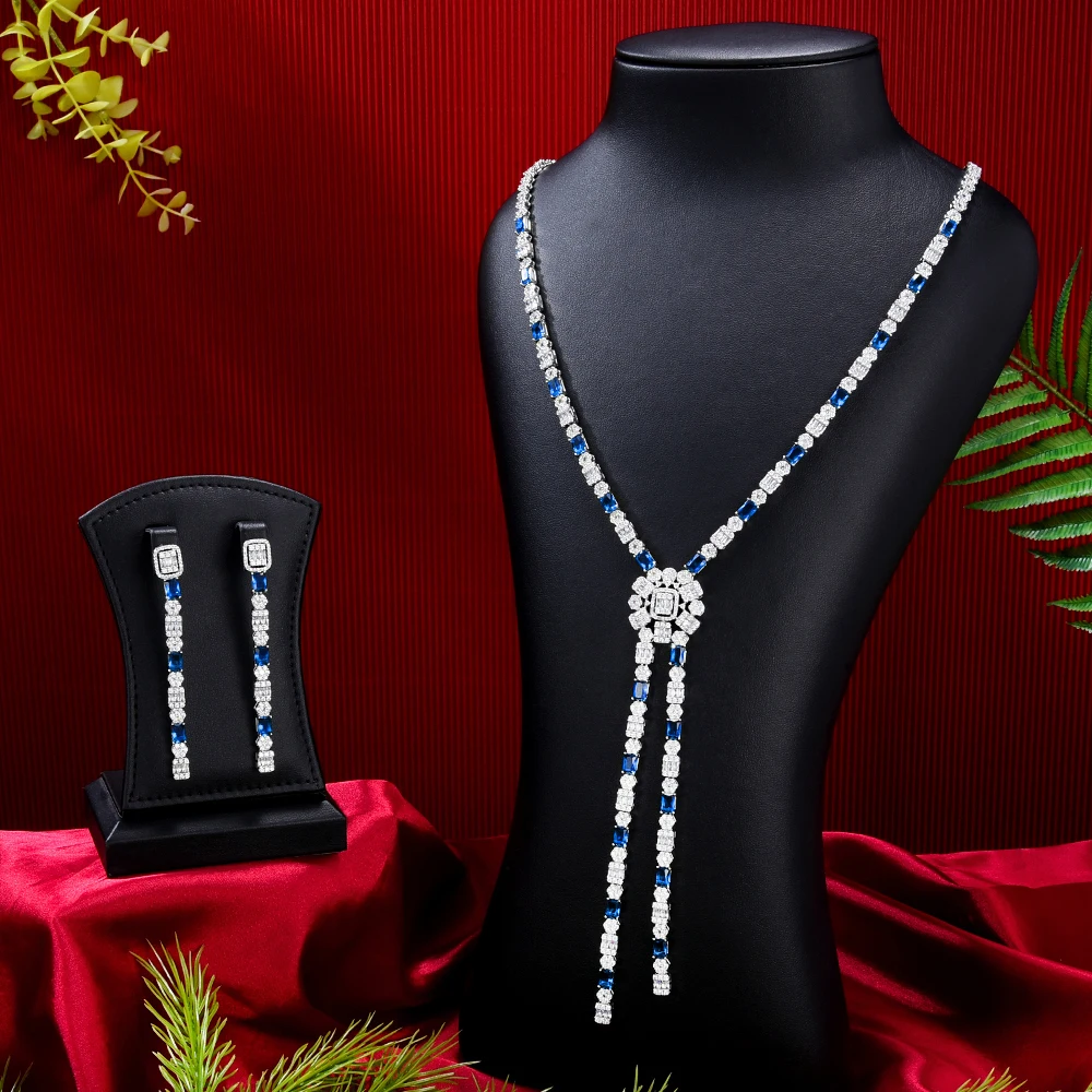 

Jimbora Luxury New Design 2PCS Long Necklace Earrings Jewelry Set Sagging To The Chest Super Original Fashion Accessories