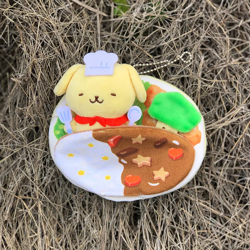 

Новинка, плюшевые мини-игрушки Sanrio для приготовления пищи, милые игрушки в стиле Hellokitty Cinnamoroll Kuromi Omurice, хот-дог, Плюшевые рождественские пода...