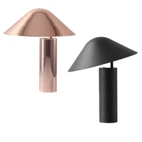 nordic style e27 led black painted wrought iron cylindrical base with conical shade table lamp for bedroom house table lamp