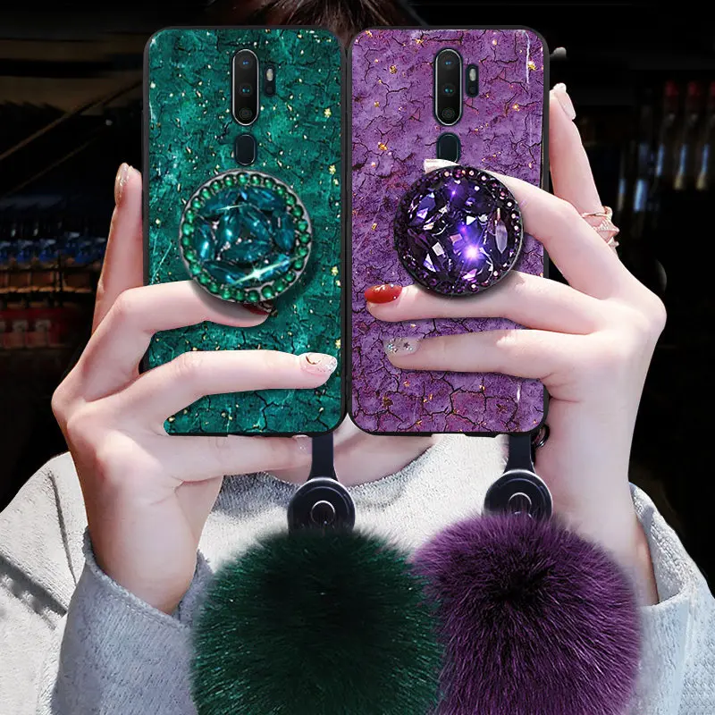 

Glitter Diamond Lanyard Bracket Case For OPPO A5 A9 A15 A16 A31 A52 A53 A54 A72 A73 A74 A93 A94 A95 A73 F17 F19 Pro phone Cover