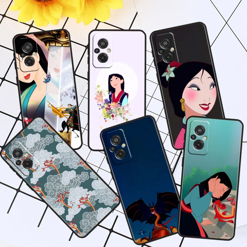 

Anime Cartoon Mulan Phone Case For Xiaomi Redmi K60E K60 K50G K50 K40S K40 K20 S2 6A 6 5A 5 Pro Ultra Black Soft Cover