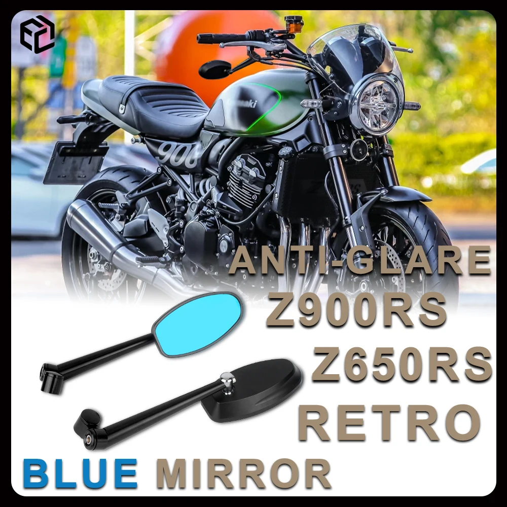 Фото Зеркало заднего вида для мотоцикла из алюминиевого сплава для KAWASAKI Z900RS Z650RS W800 W650 Standard SE Café Night Антибликовое боковое зеркало №1