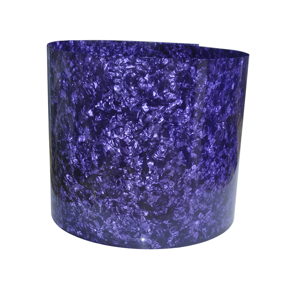 2Pcs Gauge 0.46mm Celluloid Sheet Drum Wrap Musical Instrument Deco Pearl Purple 10x60'' and 16x60'' enlarge