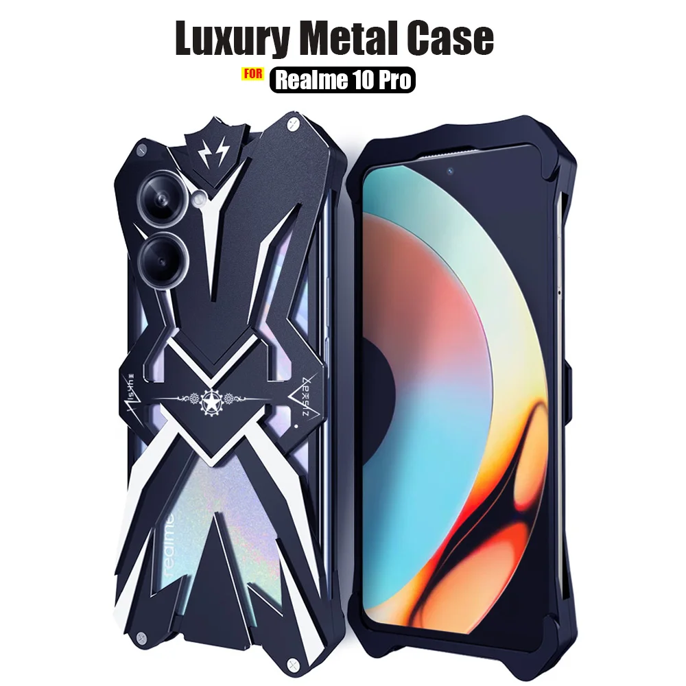 

Чехол-Броня из алюминиевого сплава с вырезами для Realme 10 Pro чехол для телефона, чехол 6,72 дюйма, металлическая задняя крышка Тора, Чехлы, чехол, уникальный ударопрочный чехол