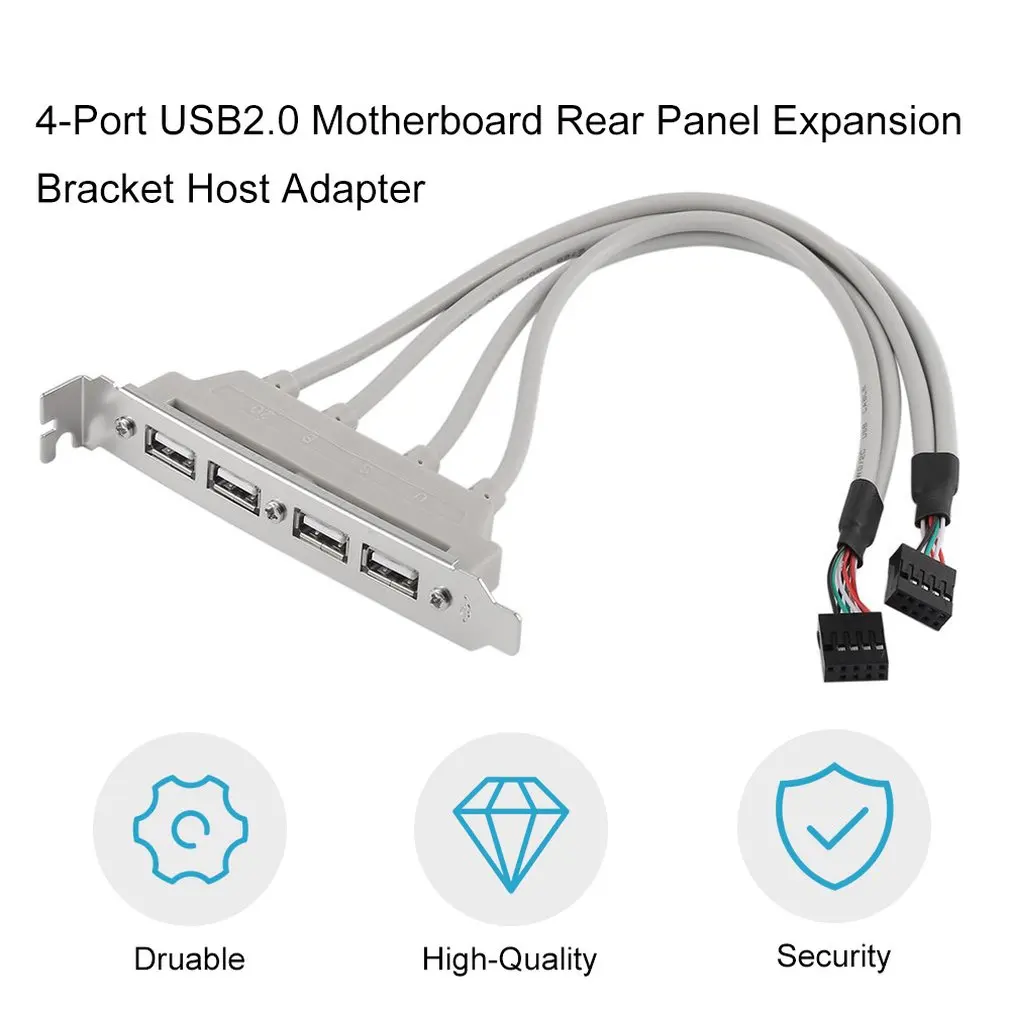 

Hot Cable USB Hub PC Motherboard 4-Ports USB2.0 Hub With 9 Pin Header Rear Panel Expansion Bracket Host Adapter Fast Delivery