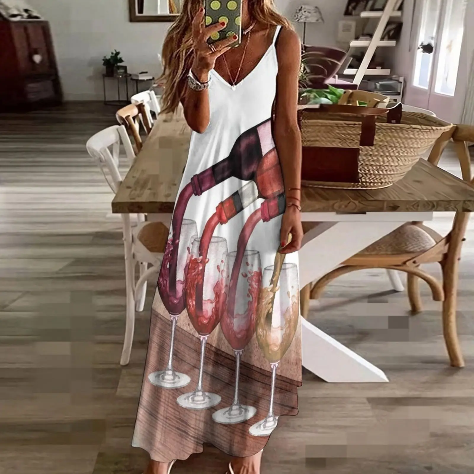 Акварель красная белая и розовые вина разливающаяся из бутылок в стекла стоящая