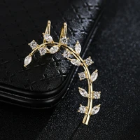 classic plant branches cubic zircon clip earrings girls sports and leisure clip earings for student women in wedding party