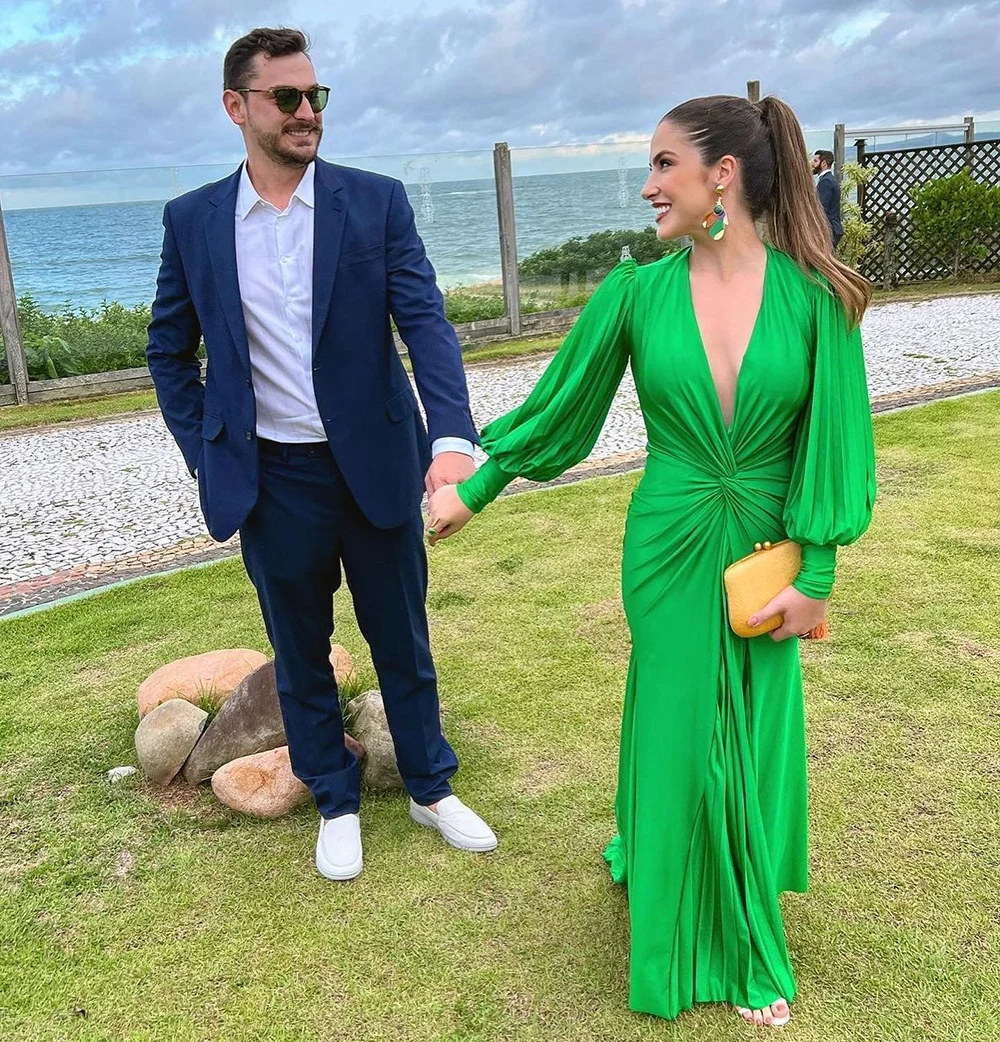 Женское облегающее платье Ailigou Зеленое Длинное Платье с V-образным вырезом и