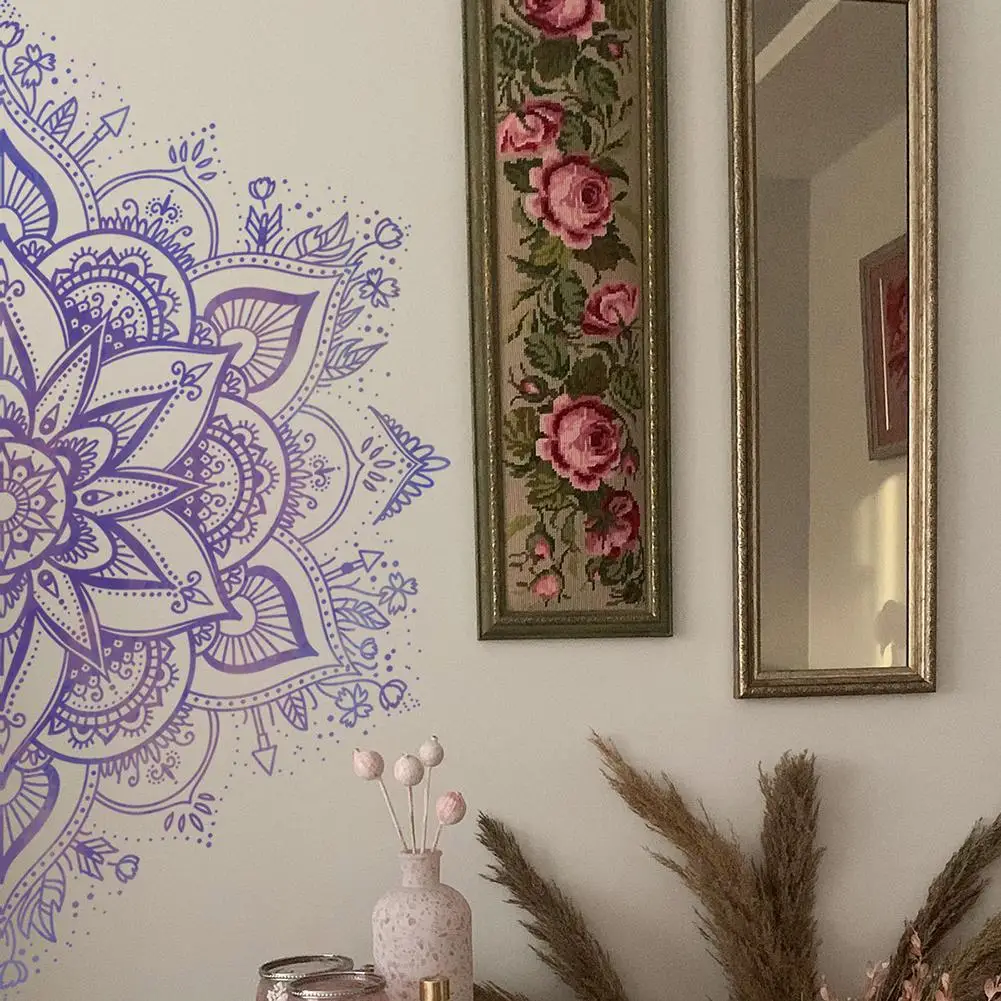 Наклейка на стену в богемном стиле с цветком мандалы съемные наклейки стены для