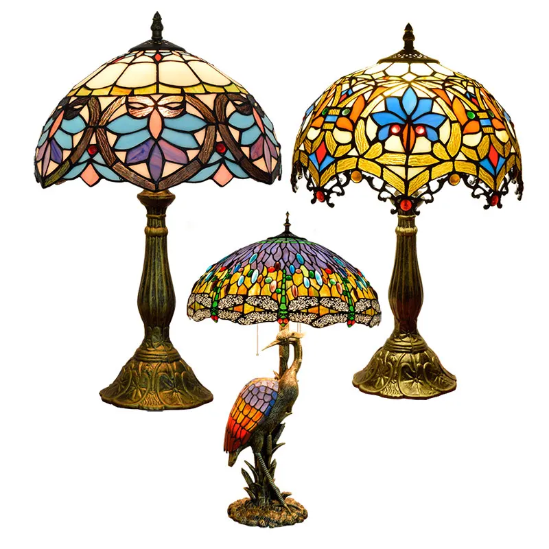

8 12' 16'' Best-Tiffany.Com And Company Imitation Lamps Glass Stained Panel Cross Components Tiffany Table Lamp